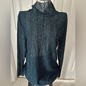 Maurices Lace Long sleeve Teal Blouse Large
